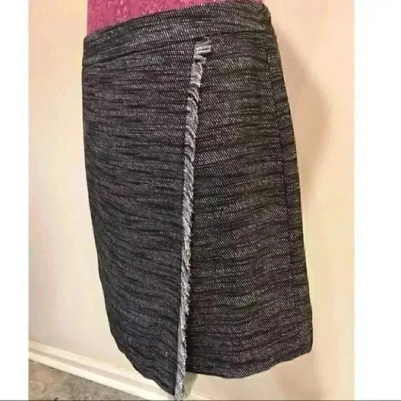 Loft Petites Womens Skirt Size 12P Black Faux Wrap - Picture 6 of 10